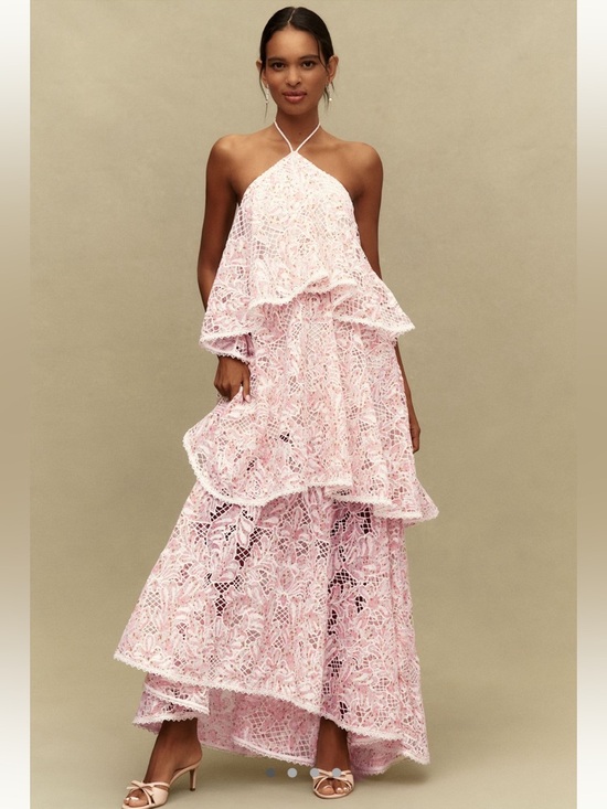 Elliatt Dresses & Skirts - Anthro Elliatt Valencia Lace Tiered Halter Maxi Dress Romantic Boho Wedding